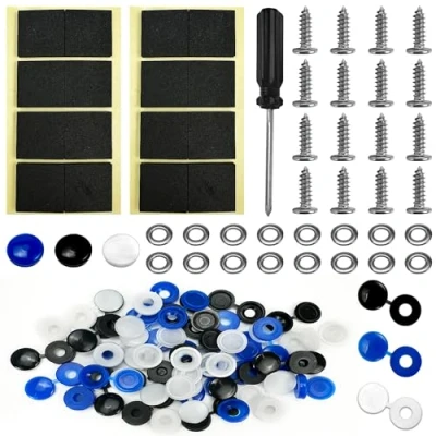Image of 16 Pieces Screws and 48 Caps for Car Number Plate, Plate Fixing Kit,Screws &amp; Screw Registration Fixings,Plate Fittings Car, Motorbike, Caravan