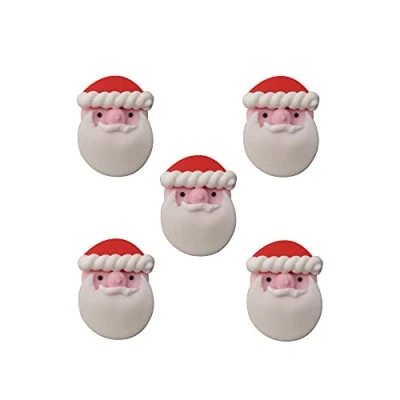 Image of Anniversary House Father Christmas Edible Cake Decorations, Toppers, Festive Icing Pack of 5, Handmade Fondant SFX249