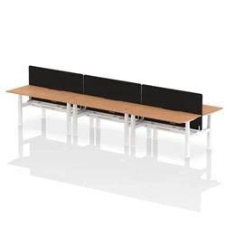 Image of Air B2B 1600x800 Adjustable 6P Bench Desk Scalloped Oak/White + Screen