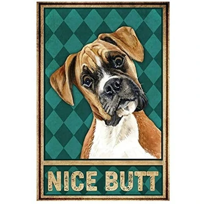 Image of Inga Boxer Dog Nice Butt Poster Home Wall Metal Tin Sign 8x12 inches
