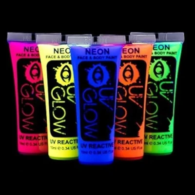 Image of UV Glow Neon Face and Body Paint 10ml Set of 5 Tubes Fluorescent