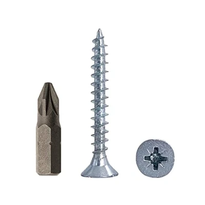 Image of (Pack of 50 pcs) Zinc Plated Steel 5.0 x 40 mm Wood Screws, Chipboard Universal Pozi Drive Screw, PZ Fully Threaded, Pozidriv Countersunk Head (50, mm)
