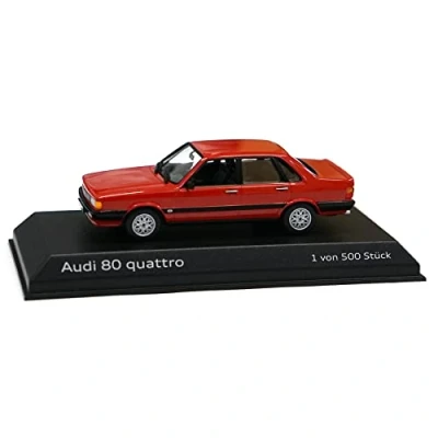Image of Audi Saloon 80 Quattro Car Miniature Model, Red, Maßstab 1:43