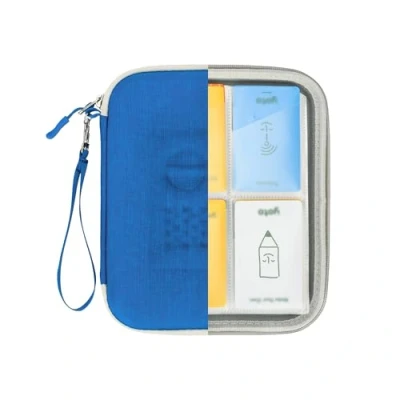 Image of PROfezzion Card Case for Yoto, Albums up to 88 Cards, Transparent Protective Pages &amp; Angled Pockets Convenient Access, Zipper Design with Carry Strap, Storage Organizer (Blue)