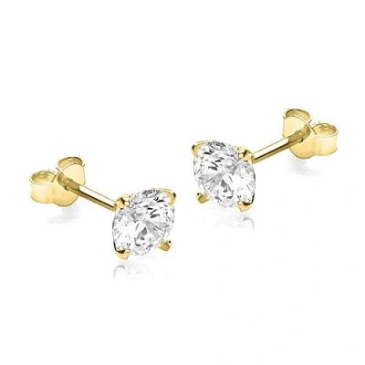 Image of Carissima Gold Women&#039;s 9 ct Yellow 6 mm Round Cubic Zirconia Stud Earrings