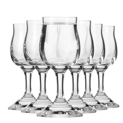 Image of Krosno Vodka Glasses Set of 6 25 ml GEMA Collection For Liqueur, Tinctures, Brandy Home, Bar, Parties and Kitchen Dishwasher Safe