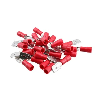 Image of 3mm Male Red Electrical Cable Wire Spade Terminals Crimps Connectors 25pc