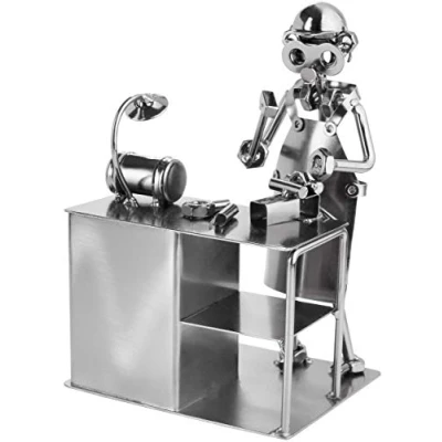 Image of BRUBAKER Screw Man Handyman Handmade Iron Figure Metal Screwdriver Gift Idea for Handymen and Craftsmen
