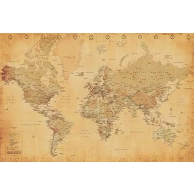 Image of Pyramid International World Map Vintage Style Maxi Poster