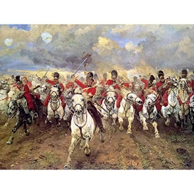 Image of Artery8 Thompson Scotland Forever Battle Waterloo Painting Large Wall Art Poster Print Thick Paper 18X24 Inch
