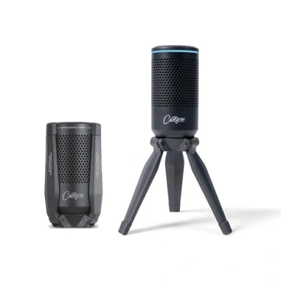 Image of Carry on Threefold USB Condenser Microphone Built in Tripod Stand Lantency Free Monitoring Black