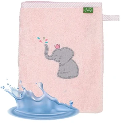 Image of Smithy Face Cloth Baby Elephant 100% Cotton Terry Wash Mitt Children Boys &amp; Girls Gift for Birth