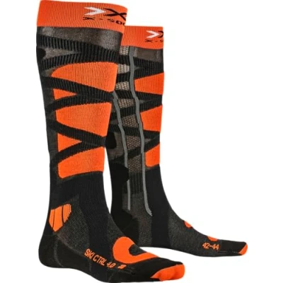 Image of X Socks Unisex&#039;s Ski Control 4.0 Socks, Anthracite Melange/X Orange, 35/38 (S)