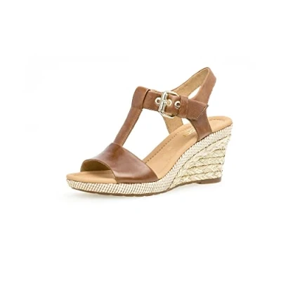 Image of Gabor Women Sandals, Ladies Wedge Sandals,Wedge Heel,Summer Shoe,Comfortable,high,Brown (Peanut),40 EU / 6.5 UK