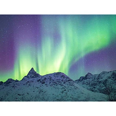 Image of Dalsfelt Aurora Snowy Mountains Large Art Print Poster Wall Decor 18x24 inch