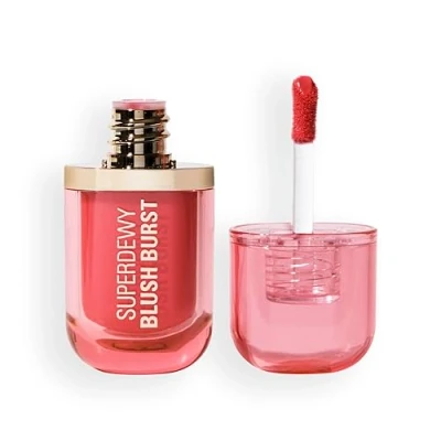 Image of Revolution Superdewy Liquid Blush Burst, Buildable Colour for Cheek, Serum Formula with Peptides &amp; Hyaluronic Acid, Vegan Cruelty Free, Watermelon Pop Coral, 4.2ml