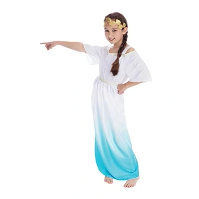 Image of Bristol Novelty CC931 Roman Goddess Costume Child Fancy Dress, Multicolour, 122 134 cm (Size M)