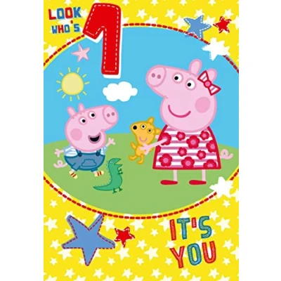 Image of Official Peppa Pig Age 1 Birthday Card Looks Who&#039;s