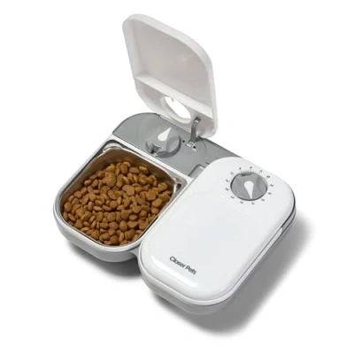 Image of Closer Pets C200 2 Meal Automatic Pet Feeder For Cats and Small Dogs With Stainless Steel Bowl Inserts Ice Pack