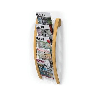Image of Alba Wall Display Unit 5 Compartments Natural Wood &amp; White