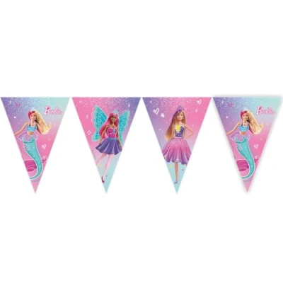 Image of Procos Spun 9 triangular Barbie Fantasy Bunting in FSC Paper, PR94569