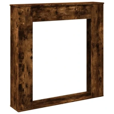 Image of vidaXL Smoked Oak Engineered Wood Fireplace Surround Mantel Electric Flame Compatible 100x20x100 cm