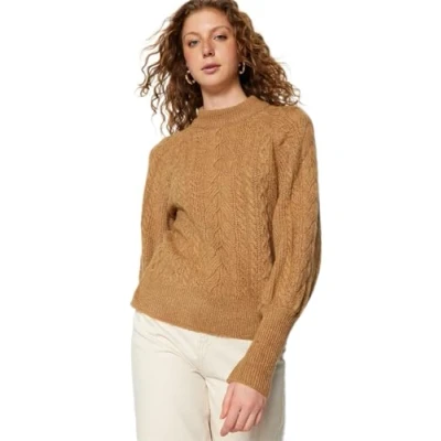 Image of Trendyol FeMan Regular fit Basic Standing Collar Knitwear Sweater,Camel,M