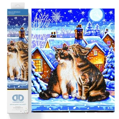 Image of DIAMOND DOTZ Painting, Intermediate Kit, DD9, Canvas Fabric, Stars &amp; Whiskers, 40 x 50 cm