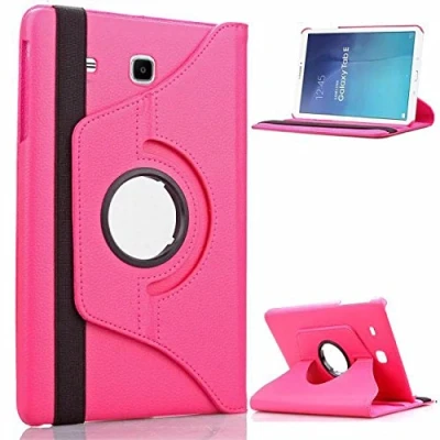 Image of Rotate Case For Samsung Galaxy Tab A 9.7 (2015) T550 T555 P550 P555 360 Swivel Plain PU Leather Folio Stand Cover (Pink)