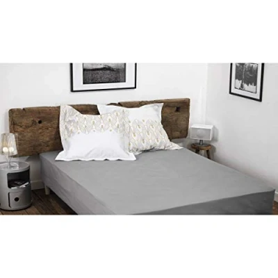 Image of HOME LINGE PASSION, Light Grey Fitted Sheet 160 x 200 + 30 cm 100% Cotton 57 Thread Count (Label Oeko TEX Label)