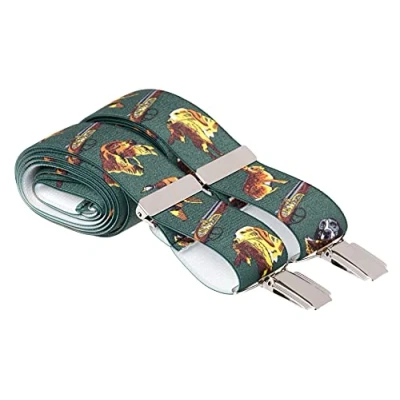 Image of Green Country Hunting Suit Trouser Braces 4 Clips X 35mm Wide adjustable (Standard (44 Inches Long), Green)