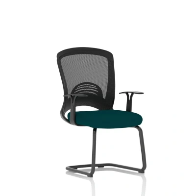 Image of Astro Visitor Fabric Seat Maringa Teal Cantilever Leg Mesh Chair