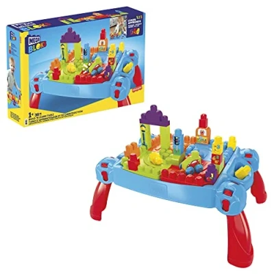 Image of MEGA BLOKS Build &#039;n Learn Table, toy building set with big blocks and 1 rolling vehicle, ages up, learning , FGV05