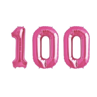 Image of Pink Number 100 Foil Balloon, 101cm