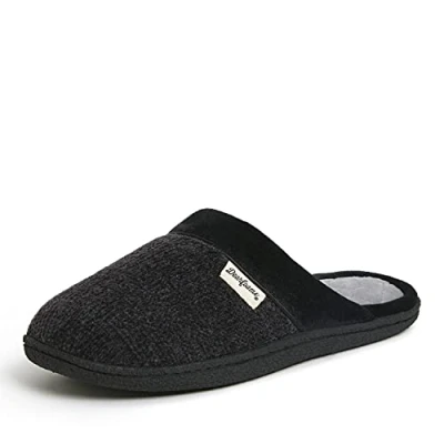 Image of Dearfoams Women&#039;s Samantha Knit Closed Toe Scuff Slipper, Black, 4/5 UK