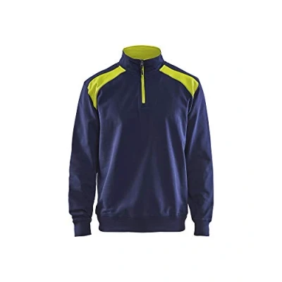 Image of BLÅKLÄDER Sweater two tone half zip Men XS Navy blue/Yellow
