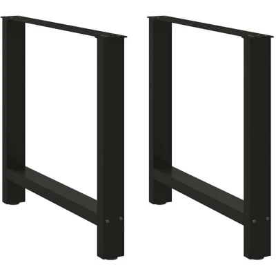 Image of vidaXL Black Steel Coffee Table Legs 2 pcs Adjust Height 70x(72 73) cm Modern Square Design for Sturdy Support