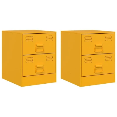 Image of vidaXL Bedside Cabinets 2 pcs Yellow 34.5x39x44 cm Steel