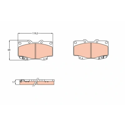 Image of 0446504030, 0446504050, 0446504060, 044650J140, 044650K020 Brake pad set TRW COTEC GDB3428 with acoustic wear warning TOYOTA: HILUX 3 Pick up