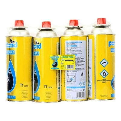 Image of Thrink PACK of 8 Butane Gas Bottles Canister Camping Heater Cooker BBQ Compact And Resealable CP 250 Valve Cartridge Can Use 1.6 Hours To 2 Continuously 220gm In Each