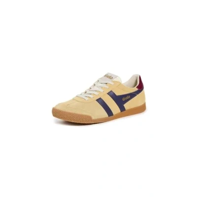 Image of Gola Elan CLB538 Womens Suede Leather Fashion Trainers Pollen/Plum/Cerise Standard Fit 5
