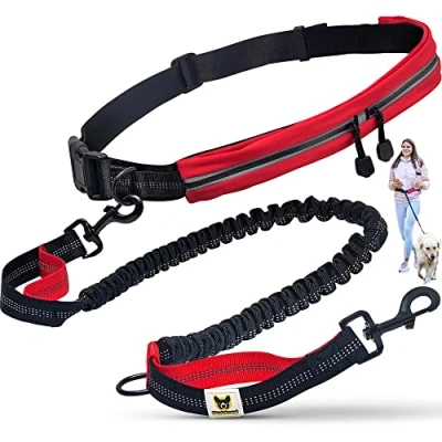 Image of Hands Free Running Dog Lead Elastic and Reflective 120 to 180 cm (3.9 ft 5.9 ft) Leash for medium sized large dogs Jogging Hiking Cycling