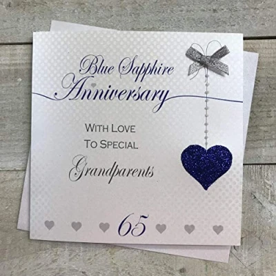 Image of 65th Anniversary Handmade Card Grandparents Blue Sapphire by WHITE COTTON CARDS LLA65 GP, whitegrey