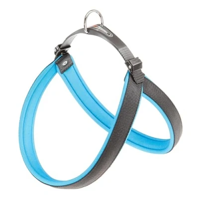 Image of Ferplast Harness for Medium Sized Dogs AGILA FLUO 6 Dog with Soft Padding, Quick Release and Attachment System, Chest Size 57 65 cm. Blue