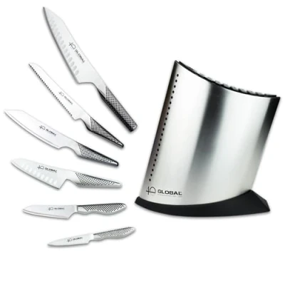 Image of Global Knives 40th Anniversary Limited Edition 7 Piece Knife Block Set, Japanese Kitchen Knives, G 52AN7 B