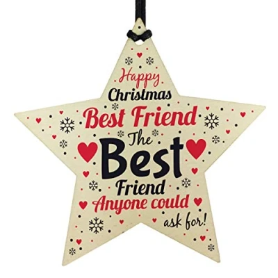 Image of RED OCEAN For Best Friend Wooden Star Christmas Tree Bauble Keepsake Gift