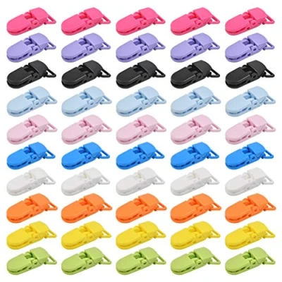 Image of 50 PCS Plastic Suspender Snap Pacifier Clip Strap Holder Color Clips for Baby Pacifiers, Bib Clips, DIY Crafts