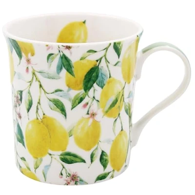 Image of Lesser &amp; Pavey British Designed Coffee Mug Ceramic Mugs for Home or Work Large Hot Drinks Tea and Cups (Lemon Grove Mug)