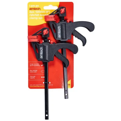 Image of Amtech D0930 2 Piece 100mm (4&#039;&#039;) Ratchet Speed clamp Set