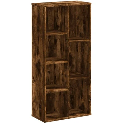 Image of vidaXL Bookcase Bookshelf Book Rack Storage Cabinet Smoked Oak Engineered Wood, 7 Compartments, 50x25x105 cm, Freestanding, Living Room/Office